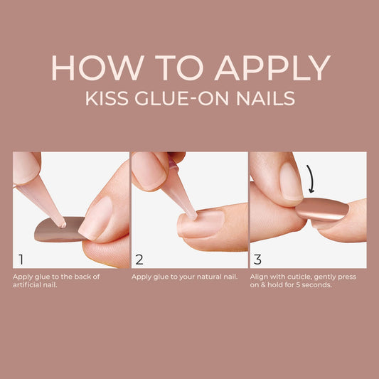 KISS Bare But Better, Press-On Nails, Nail glue included, Spicy', Light Pink, Short Size, Squoval Shape, Includes 30 Nails, 2G Glue, 1 Manicure Stick, 1 Mini File