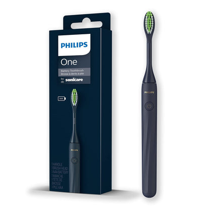Philips One Electric Toothbrush by Sonicare HY1100/54 - Micro Vibrations, Soft bristles That Gently Polish and whiten teeths, 3 Month Battery Life, 2 Minute Timer and Quadpace Black