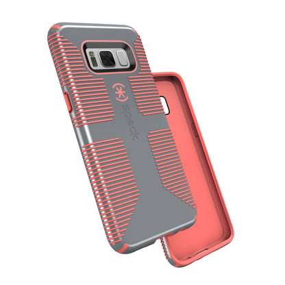 Speck Products (90211-B994) CandyShell Grip Cell Phone Case for Galaxy S8 - Nickel Grey/Warning Orange