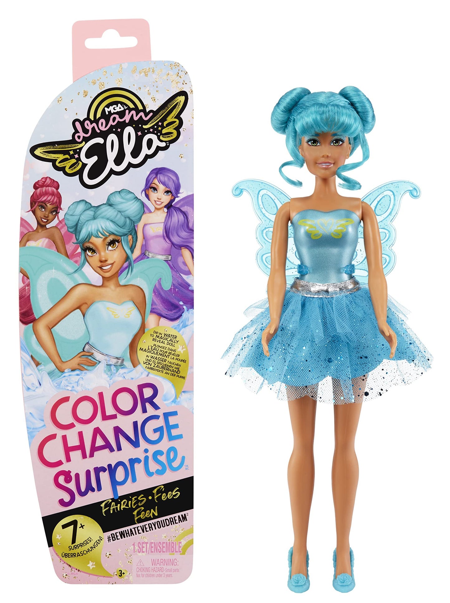 Dream Ella 582397EUC MGA's Colour Change Surprise Fairies Series 2-DREAMELLA Fashion Doll with Teal Wings, Accessories, & Hair-11.5"/29.2cm-Collectable-Gift for Kids Ages 3+