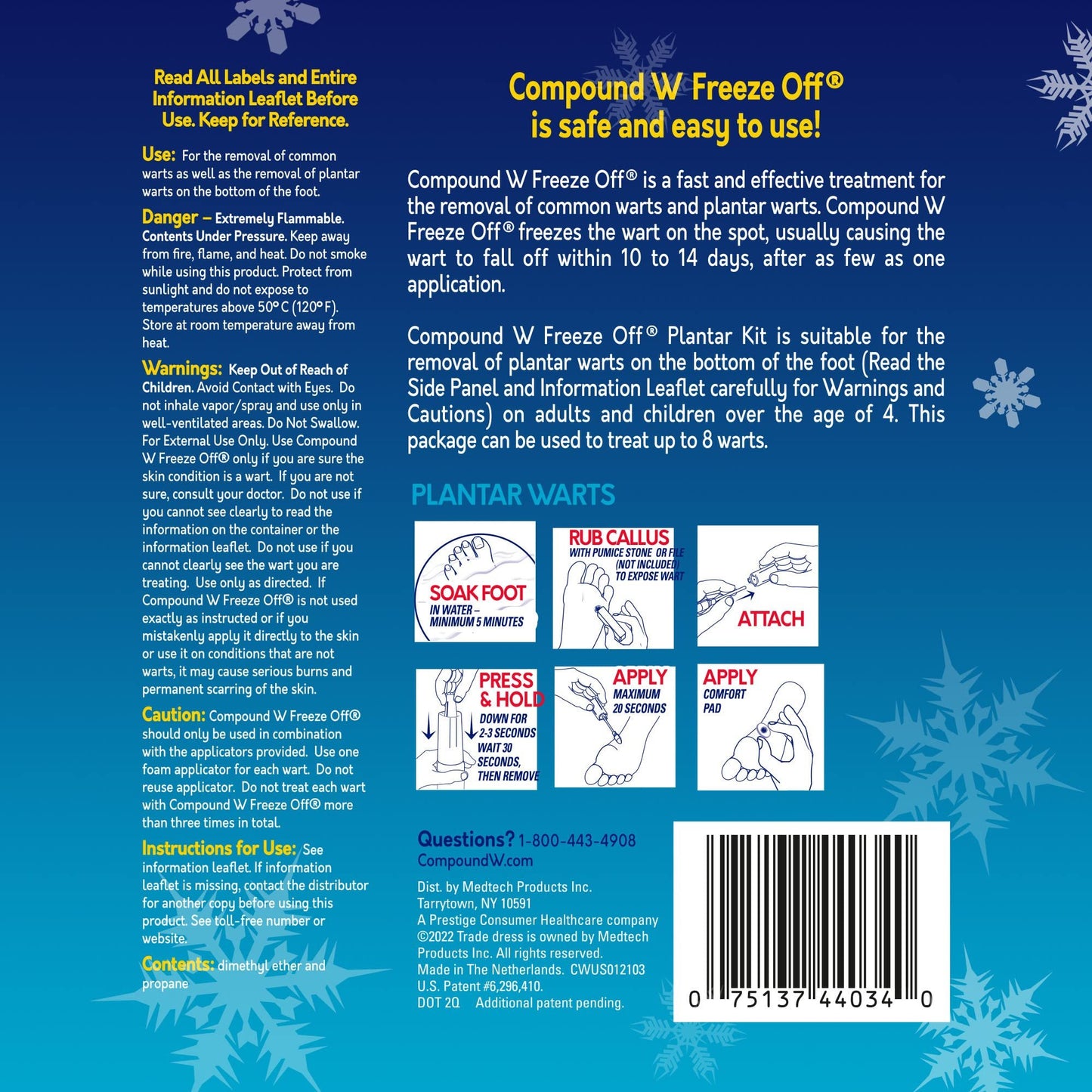 Compound W Freeze Off Plantar Wart Remover Kit, 8 Applications,1 Count (Pack of 1)