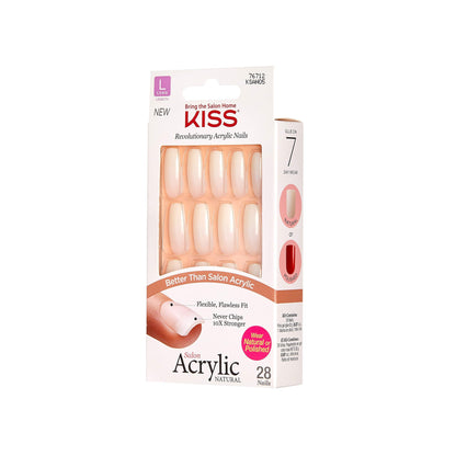 KISS Salon Acrylic Natural Press On Nails, Nail glue included, 'Rare