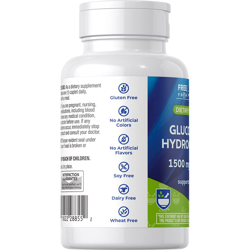 Rite Aid Glucosamine Hydrochloride Caplet - Joint Support Supplement, Antioxidant Properties, Helps with Inflammatory Response, Occasional Discomfort Relief for Back, Knees & Hands