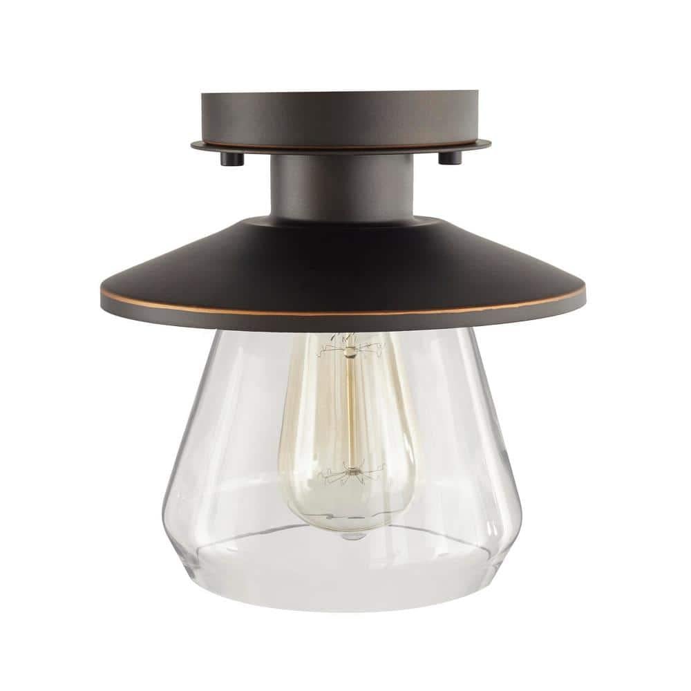 Northmoore 1-Light Oil Rubbed Bronze and Glass Semi-Flush Mount