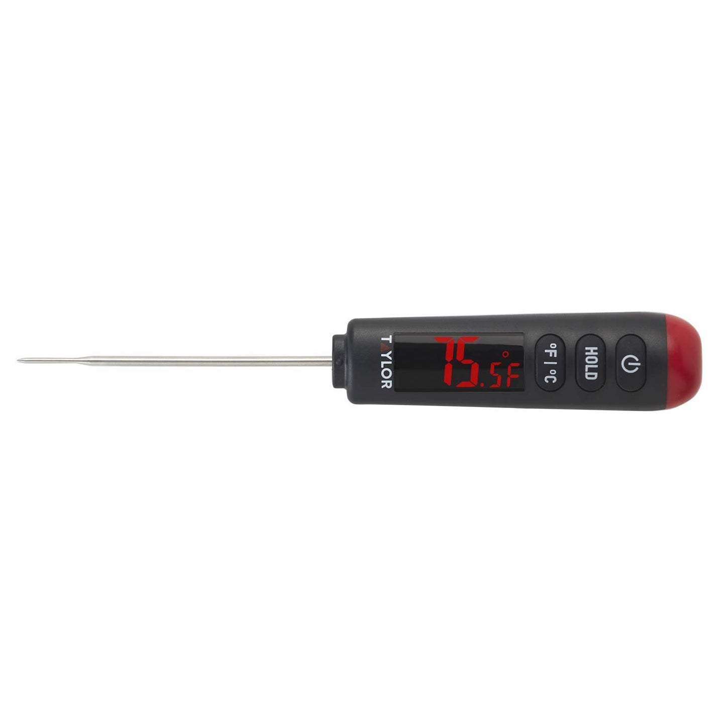 Taylor Digital Bright LED Display Instant Read Meat Food Grill BBQ Kitchen Cooking Thermometer with Protective Sleeve, Black