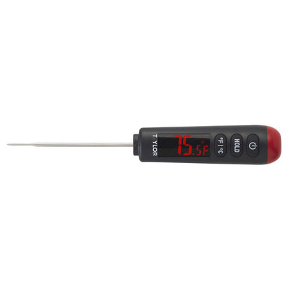 Taylor Digital Bright LED Display Instant Read Meat Food Grill BBQ Kitchen Cooking Thermometer with Protective Sleeve, Black