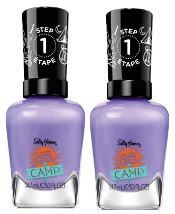 Sally Hansen Miracle Gel, Summer Camp Summer Nights, Long Lasting, Gel-Like Formula, No UV Lamp Needed, Purple Nail Polish - Pack 2