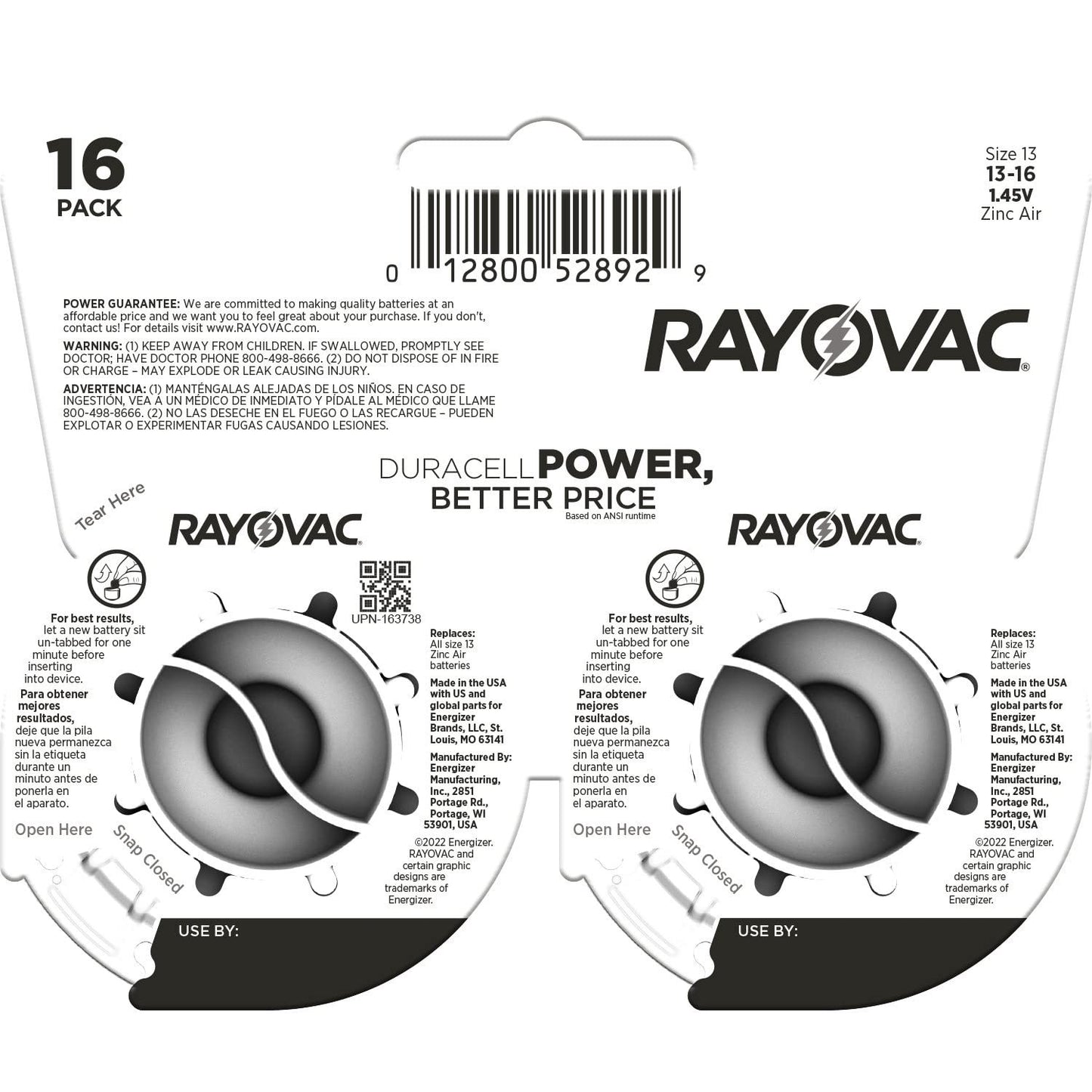 Rayovac Size 13 Hearing Aid Batteries, Hearing Aid Batteries Size 13, 12 Count