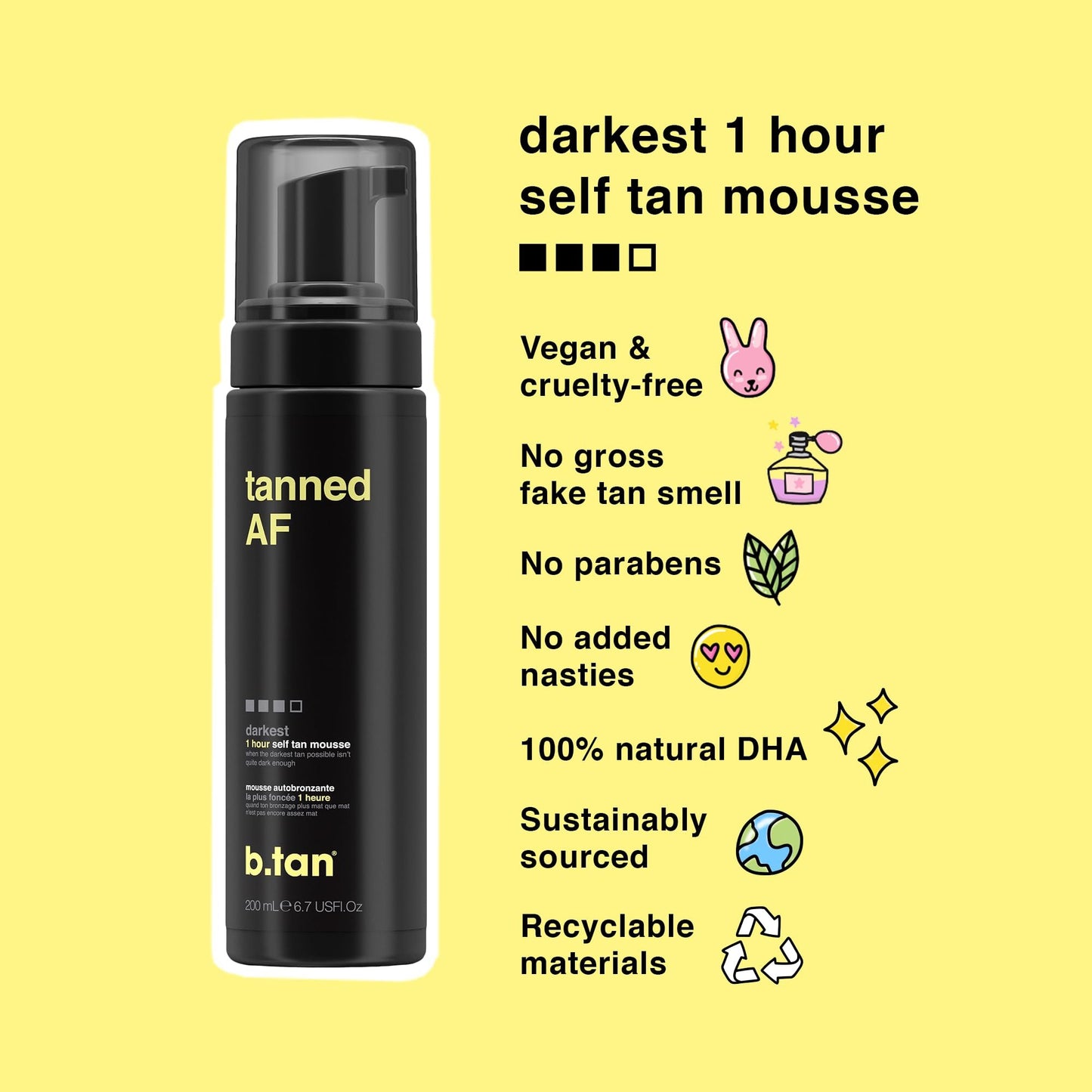 b.tan Self Tanner Singles | Fast, 1 Hour Sunless Tanner Mousse, No Fake Tan Smell, No Added Nasties, Vegan & Cruelty Free