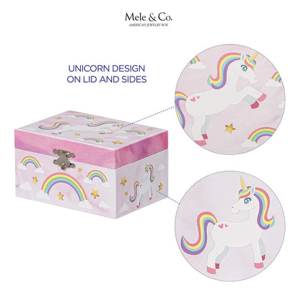 Mele & Co. Since 1912 Skylar Original Twirling Unicorn Rainbow Ballerina Dancer Pink Painted Musical First Jewelry Box for Girls